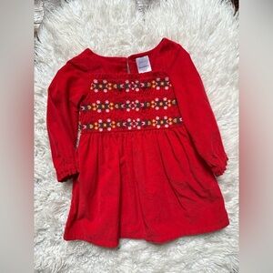 Red Floral Embroidered Kids Dress